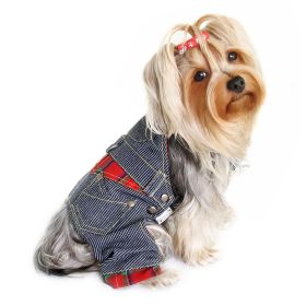 Adorable Stripy Denim Overall (Color: Blue, size: L)